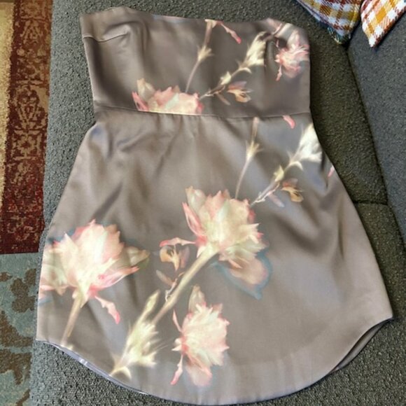 AMANDA UPRICHARD Joss Floral Off-The-Shoulder Strapless Grey Multi Minidress - Picture 7 of 13